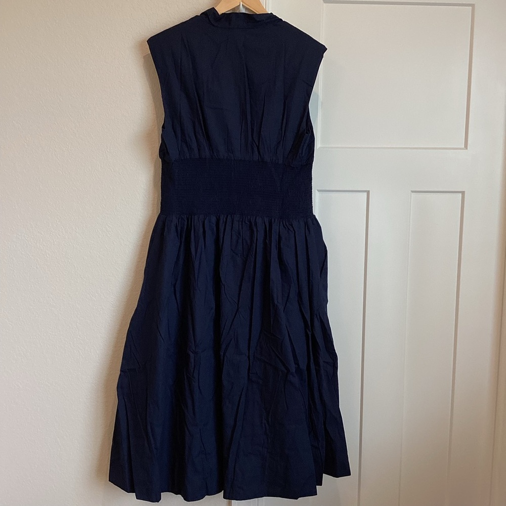Anthropologie Tommie Zip-Front V-Neck Midi Dress NWT Navy Storm XL - Picture 12 of 14